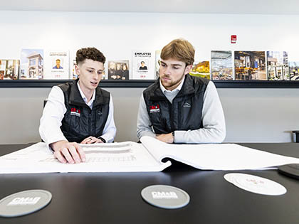 Students at an internship
