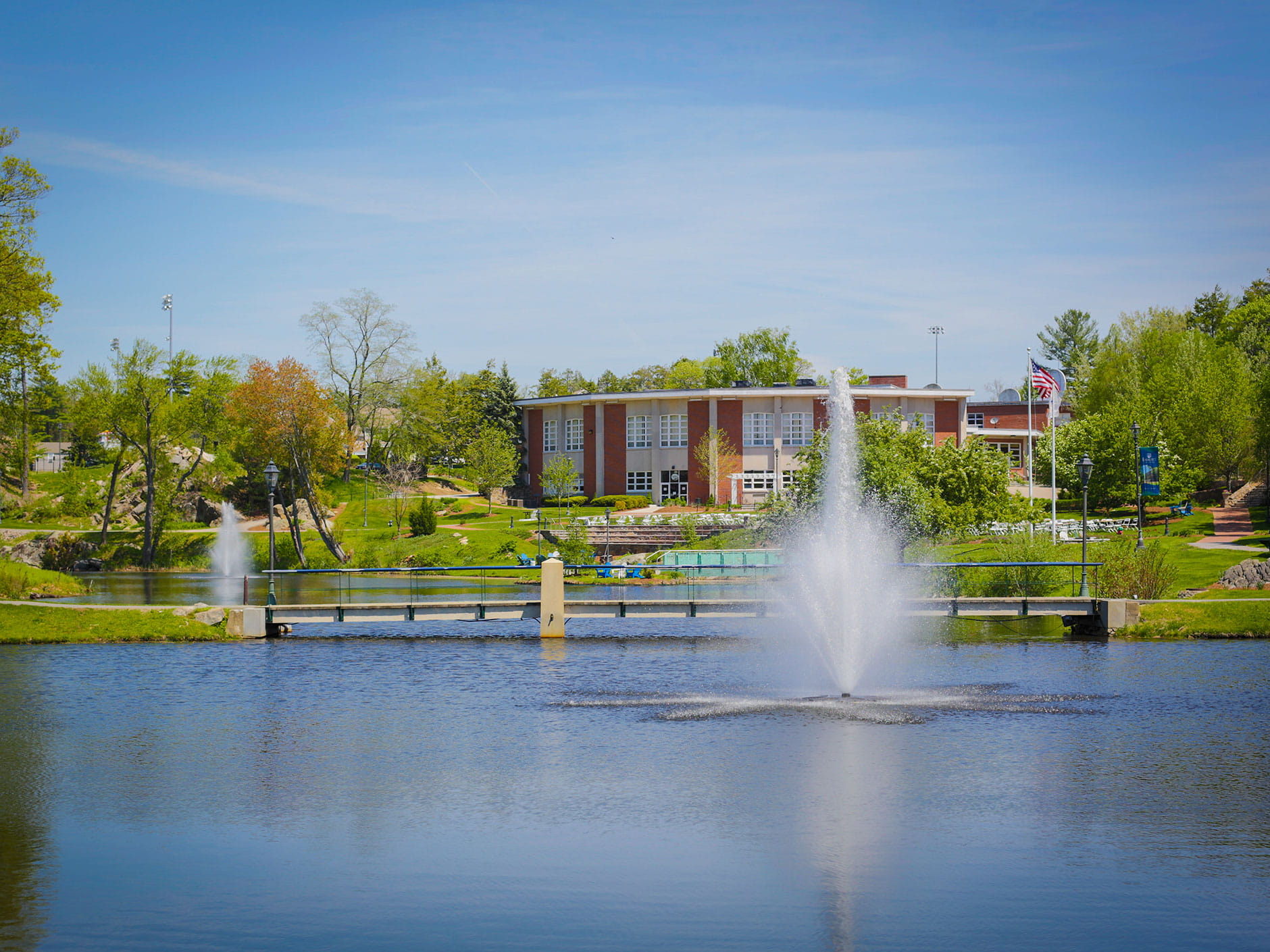 Academic Center at Endicott College on a spring day. 