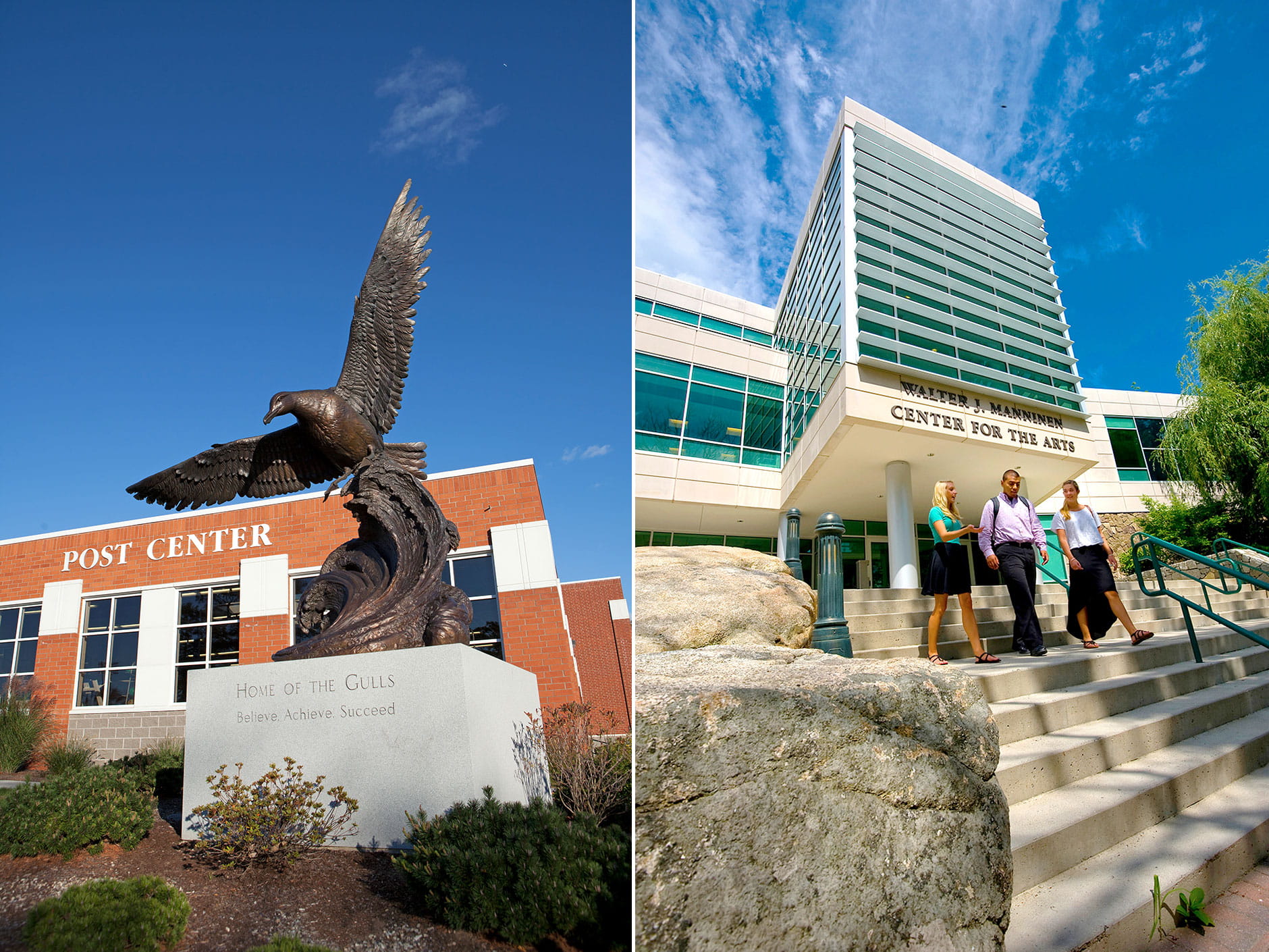 Split image of Post Center and Manninen Center