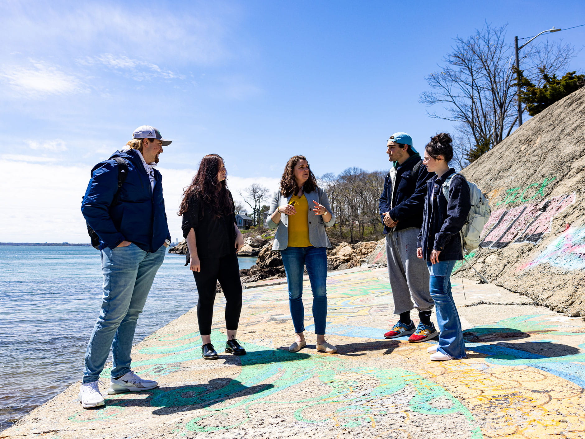 Liz Matelski and class on Mingo Beach