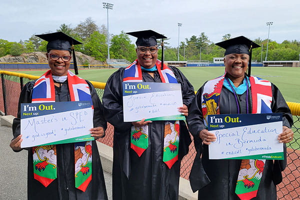 Charla Gibbons ’21 M’23, Elicia Albuoy ’23, and Letasha Tucker ’22 M’23