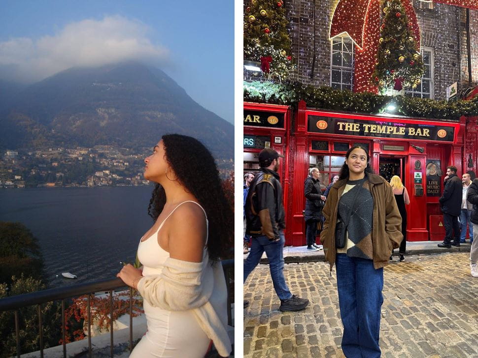 Vera Campaz ’26 by stunning Lake Como in Italy, and a visit to the festively decorated Temple Bar in Ireland