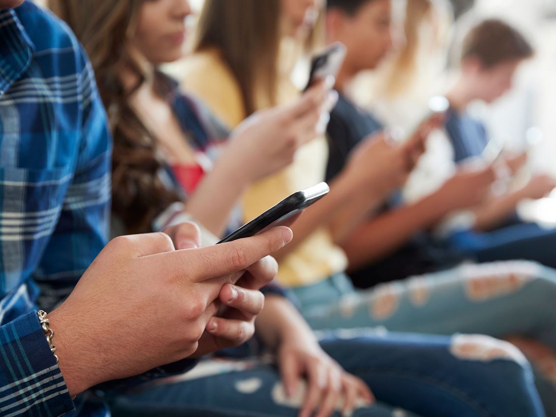 Students on their phones