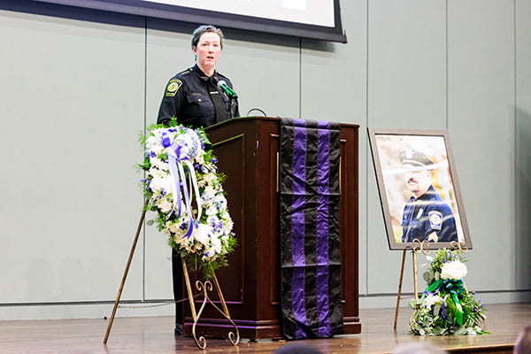 Nearly three months after his passing before Thanksgiving morning, the Endicott College community gathered to honor Sergeant Jeremy Cole with a memorial service, marking the culmination of a profoundly sorrowful chapter in Gull history. 