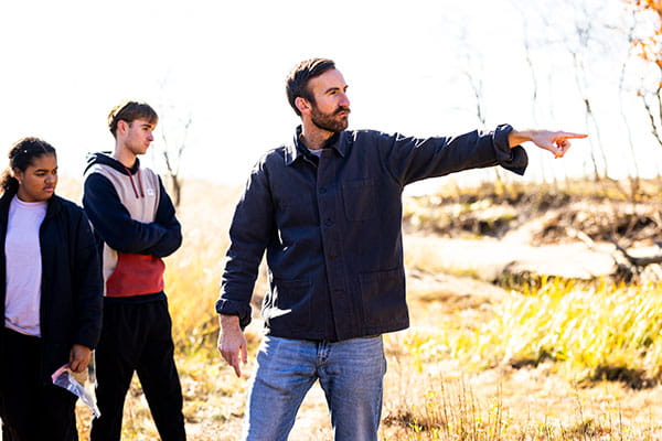 Environmental Science Professor Gordon Ober with students