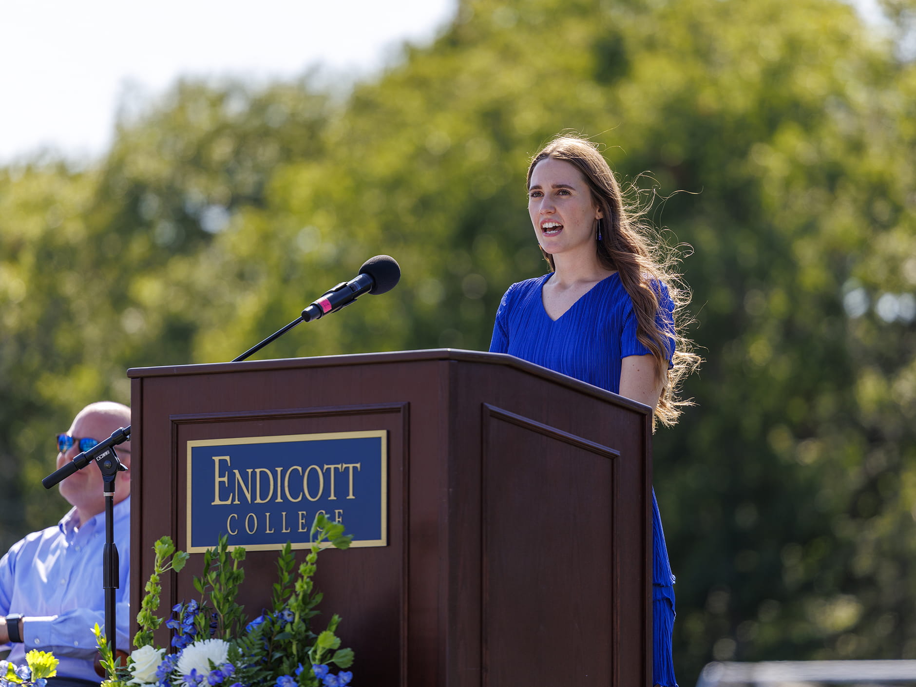 Vanessa Hurley ’27 speaking at the podium