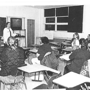 Speaking to an Endicott Registered Nurse Role Transition class about the Intercultural Nursing program in December 1998