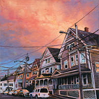 a row of houses on a street