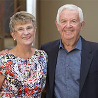 a couple smiling together