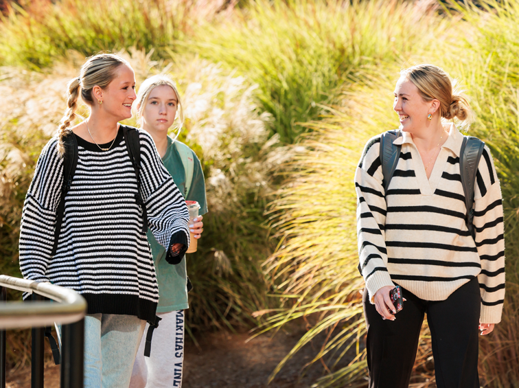Students walking through campus