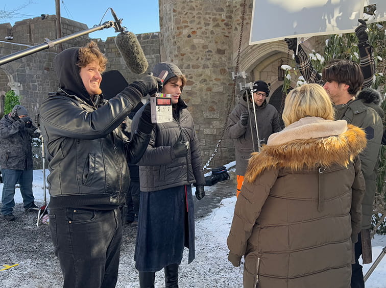 Endicott College members during video production