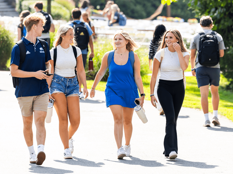 Students walking through campus