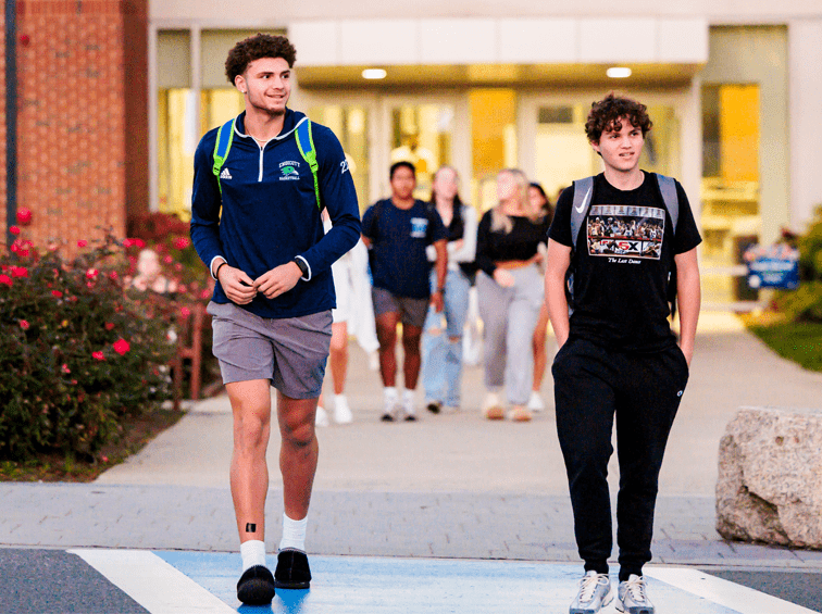 Students walking through campus