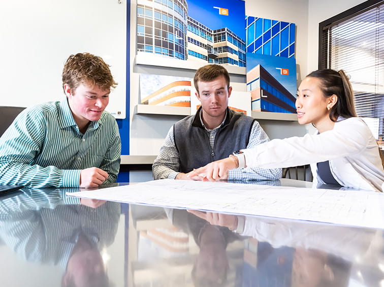Students at an internship at Cummings Properties