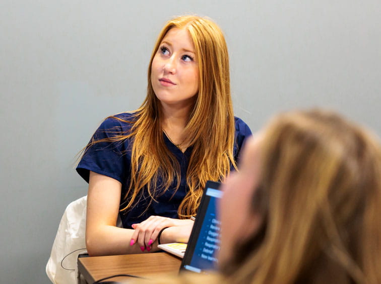 Student in the nursing lab