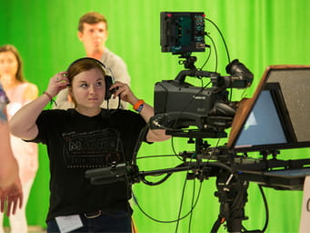 Students in the EC TV studio