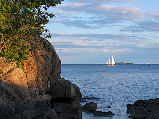 A boat on the horizon